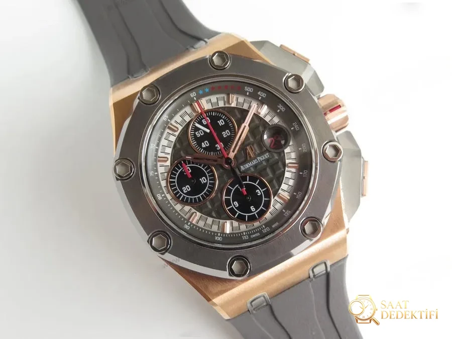 JF Factory Audemars Piguet Schumacher Royal Oak Offshore Serisi V8 Versiyonu 26568OM Kol Saati - Kasa Profili ve Kurma Kolu İncelemesi