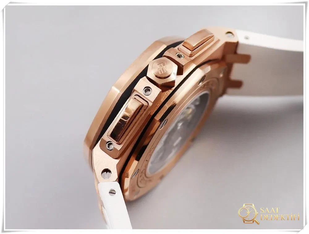 JF Factory V2 versiyonu Audemars Piguet 26408 Royal Oak Offshore, rose gold kasa ve beyaz kadran: işçilik gerçekten iyi mi? - Makro Kadran ve İndeks İşçiliği