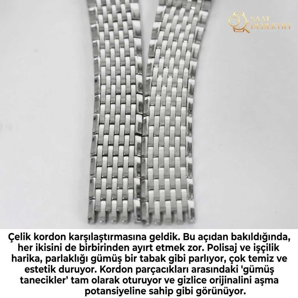 Kadın Longines Elegant serisinin orijinalle detaylı görünüm karşılaştırması - Bilezik, Toka ve Klips Mekanizması