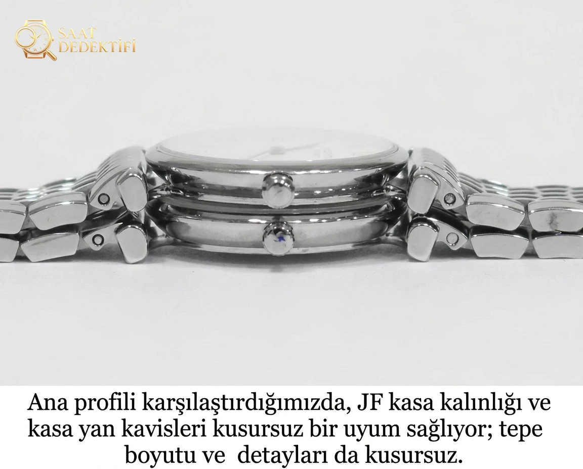 Kadın Longines Elegant serisinin orijinalle detaylı görünüm karşılaştırması - Bilekte Duruş ve Kasa Orantısı