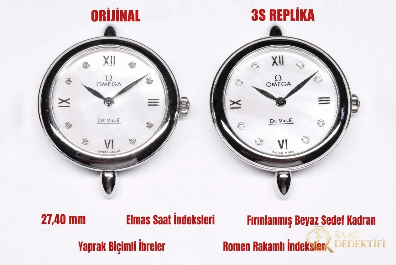 Karşılaştırmalı inceleme: 3S Factory OMEGA De Ville Serisi 424.13.27.60.55.001 Kol Saati (Dewdrop) - Arka Kapak ve Mekanizma Detayı