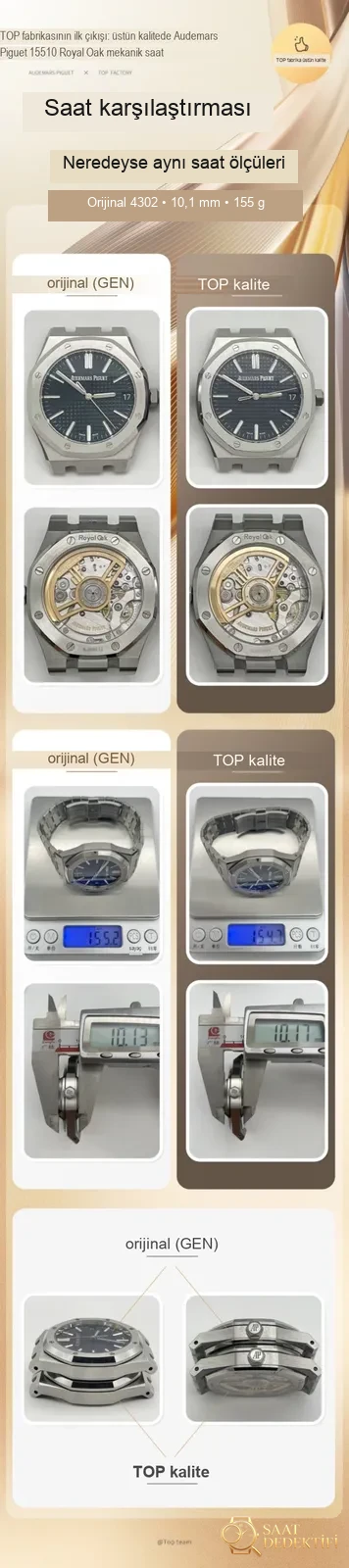 Karşılaştırmalı İnceleme: AP Royal Oak 15510 SS TOP - Arka Kapak ve Mekanizma Detayı