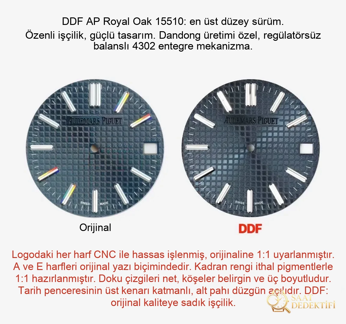 Karşılaştırmalı İnceleme: AP Royal Oak 41 mm 15510ST DDF Factory - Arka Kapak ve Mekanizma Detayı