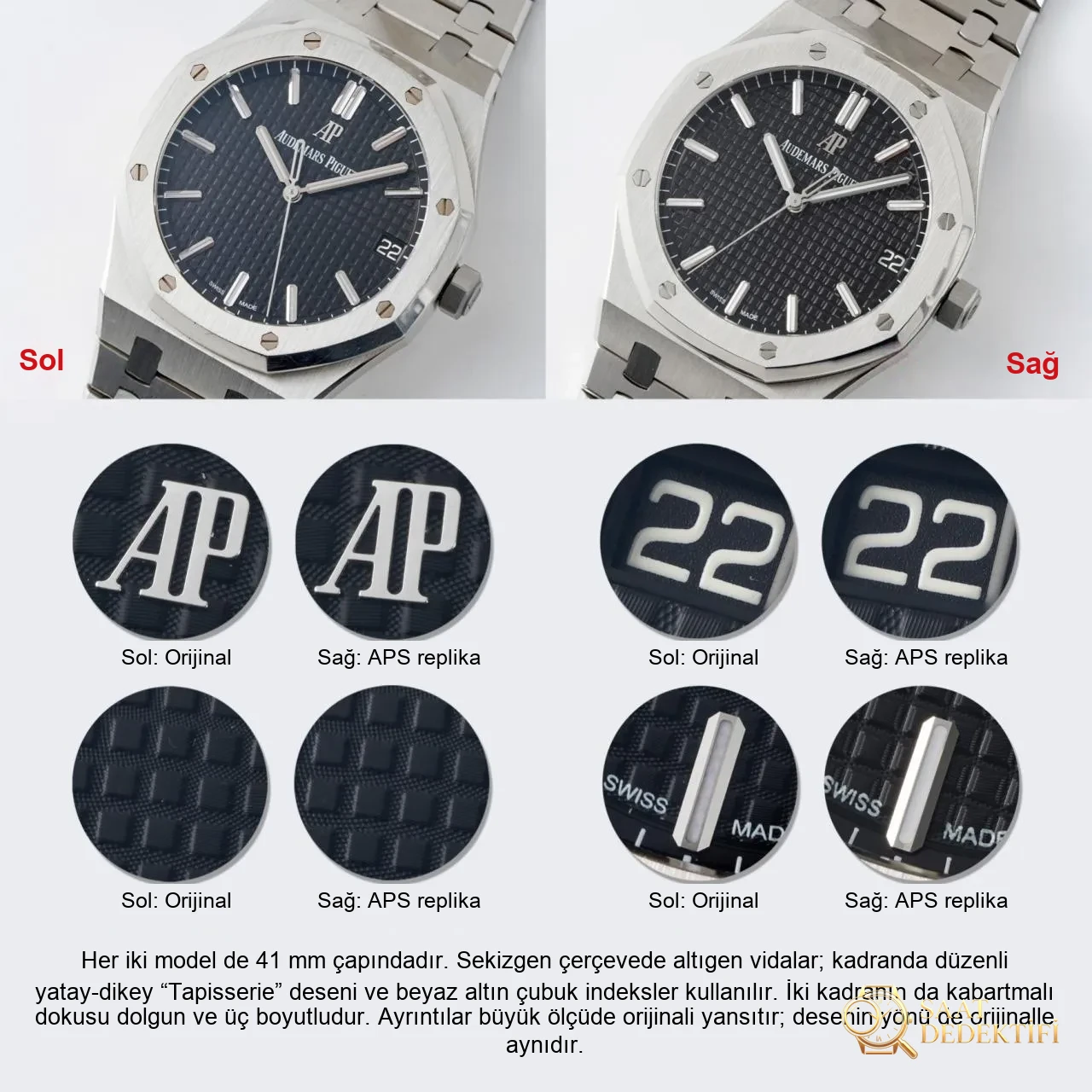 Karşılaştırmalı İnceleme: APS Factory [V2] AP Audemars Piguet Royal Oak Serisi 15500ST.OO.1220ST.03 Kol Saati - Arka Kapak ve Mekanizma Detayı