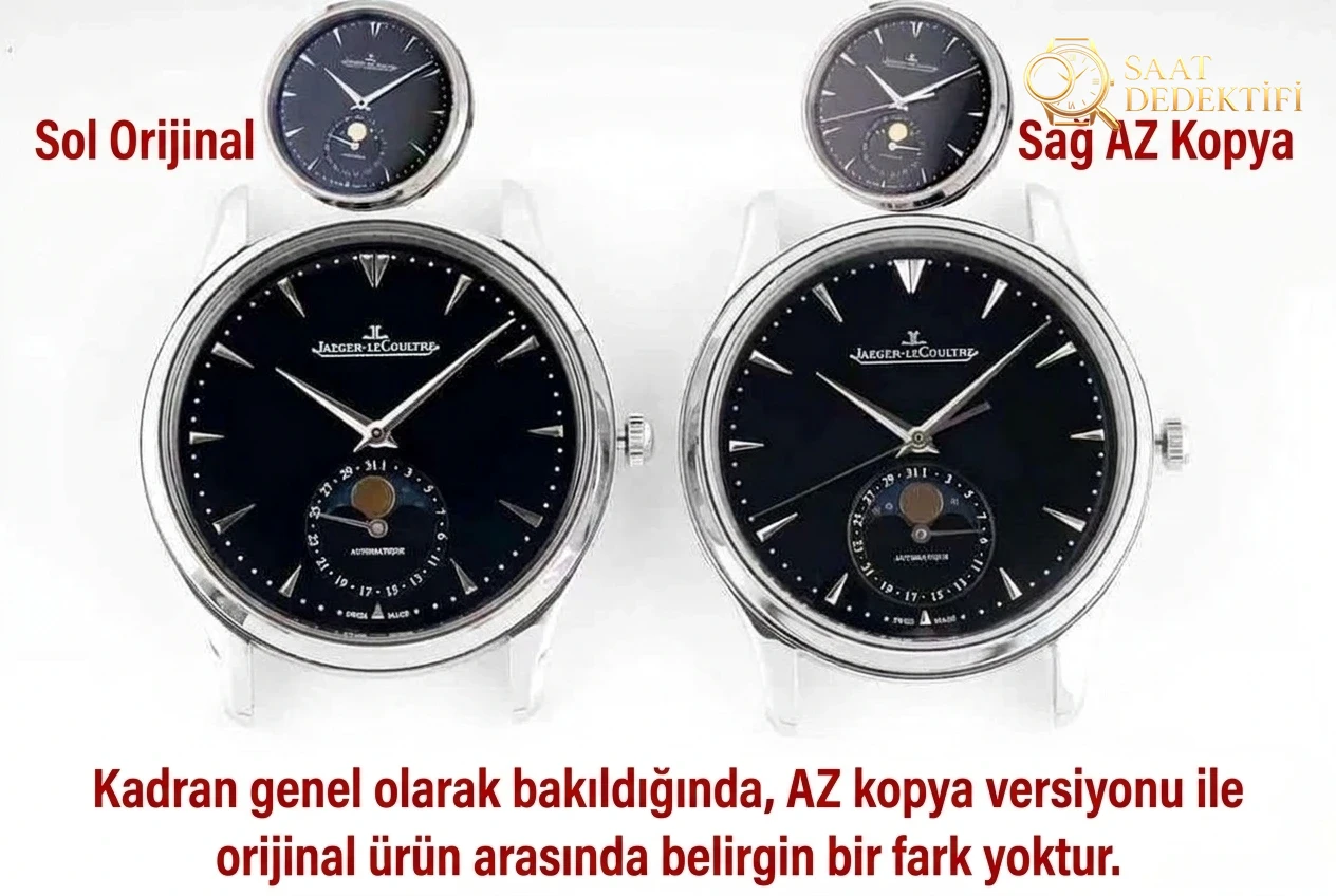 Karşılaştırmalı inceleme: AZ Factory JL Jaeger-LeCoultre Master serisi 1368470 ay evreli Master erkek deri kayışlı kol saati - Kadran Detayı ve Bezel İşçiliği