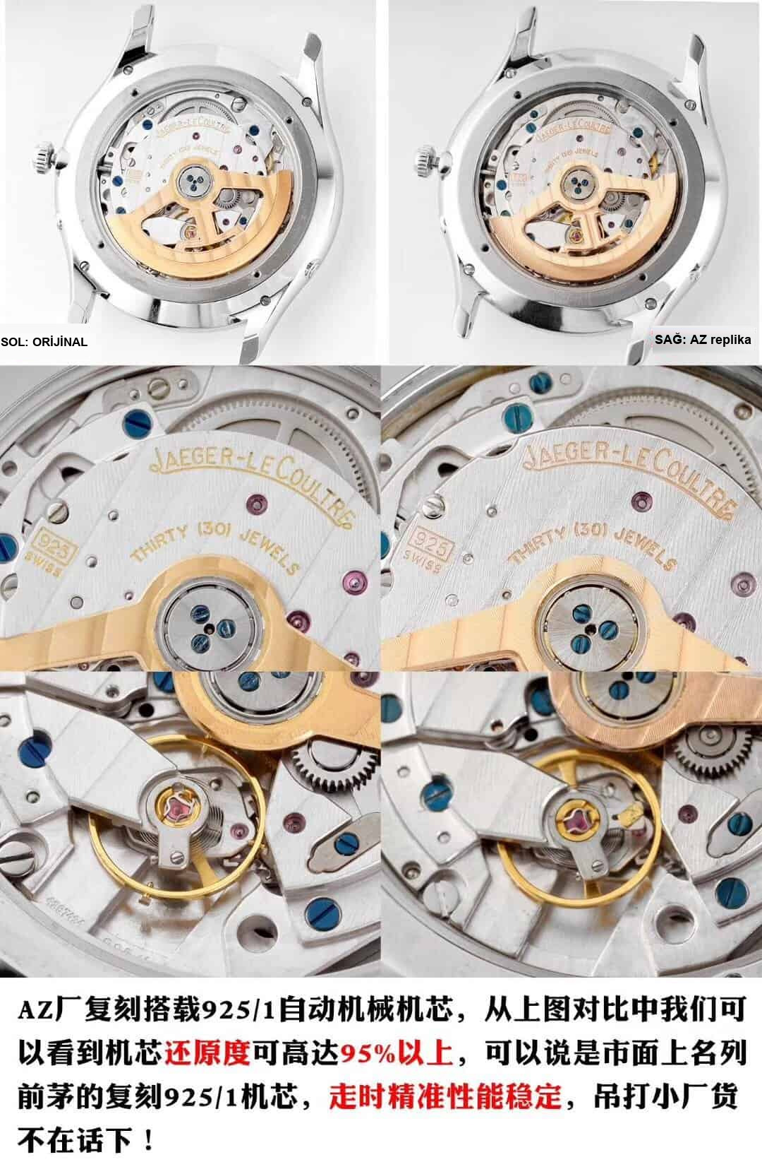 Karşılaştırmalı inceleme: AZ Factory JL Jaeger-LeCoultre Master serisi 1368470 ay evreli Master erkek deri kayışlı kol saati — 6. fotoğraf