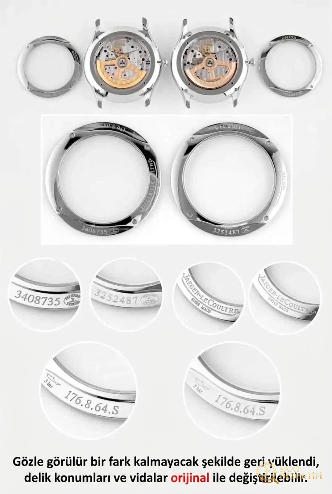 Karşılaştırmalı inceleme: AZ Factory JL Jaeger-LeCoultre Master serisi 1368470 ay evreli Master erkek deri kayışlı kol saati - Klips Kilidi ve Lazer Damgalar