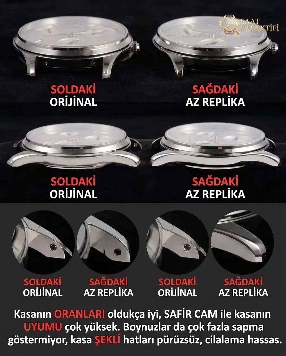 Karşılaştırmalı inceleme: AZ Factory JL Jaeger-LeCoultre Master serisi 1378420 kol saati (Palyaço) - Kasa Profili ve Kurma Kolu İncelemesi