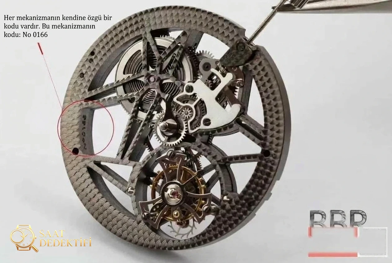 Karşılaştırmalı inceleme: BBR Factory V3 versiyonu Roger Dubuis Excalibur Kings serisi ultra ince iskeletli tourbillon kol saati - Model: RDDBEX0392 - Makro Kadran ve İndeks İşçiliği