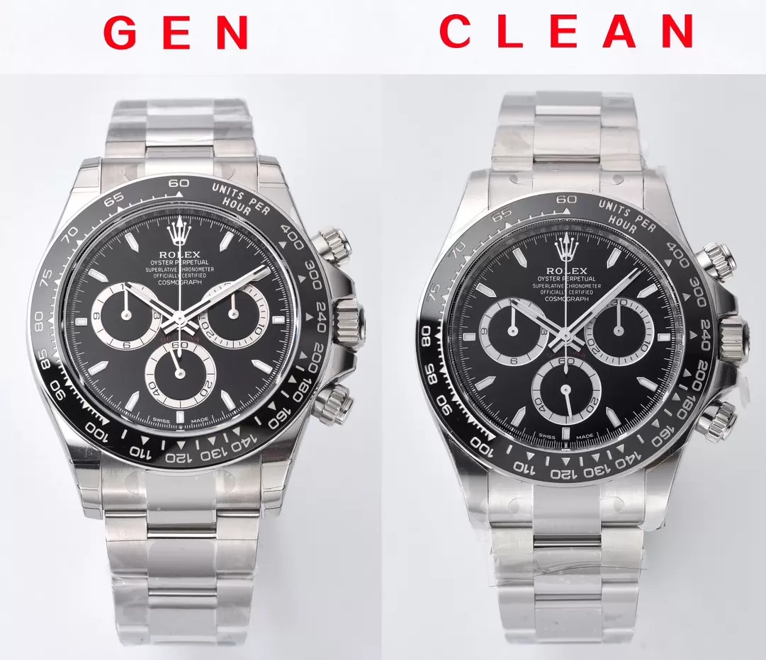 Karşılaştırmalı inceleme: Clean Rolex Cosmograph Daytona serisi m126500ln-0002 kol saati [Siyah Seramik Daytona] — 1. fotoğraf