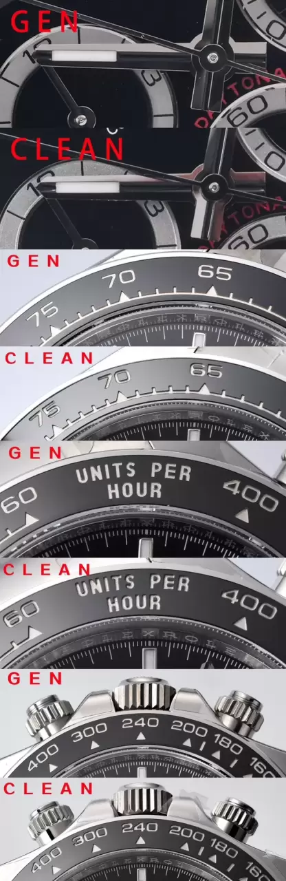 Karşılaştırmalı inceleme: Clean Rolex Cosmograph Daytona serisi m126500ln-0002 kol saati [Siyah Seramik Daytona] — 4. fotoğraf