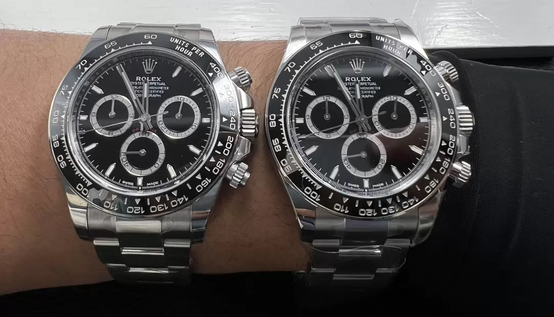 Karşılaştırmalı inceleme: Clean Rolex Cosmograph Daytona serisi m126500ln-0002 kol saati [Siyah Seramik Daytona] — 13. fotoğraf