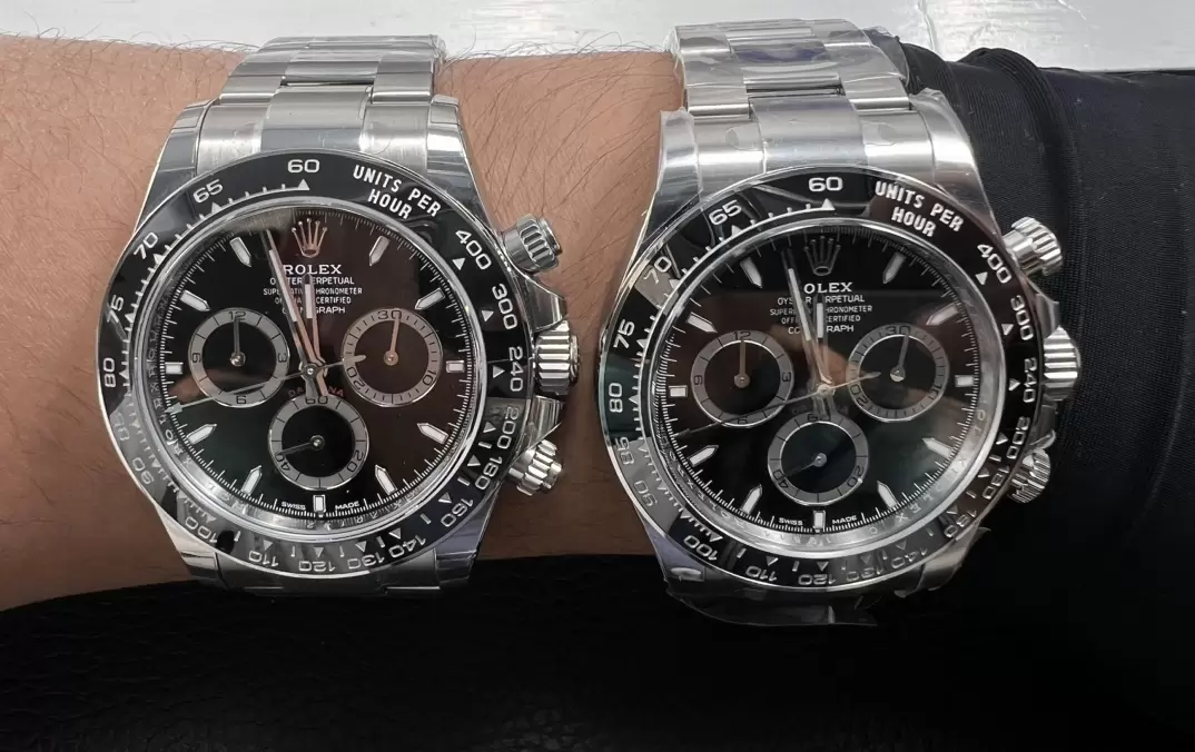 Karşılaştırmalı inceleme: Clean Rolex Cosmograph Daytona serisi m126500ln-0002 kol saati [Siyah Seramik Daytona] — 14. fotoğraf