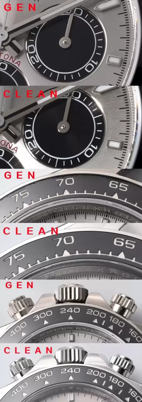 Karşılaştırmalı inceleme: Clean Rolex Cosmograph Daytona serisi m126519ln-0006 kol saati — 4. fotoğraf