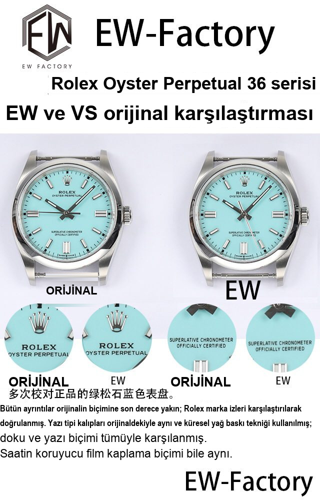 Karşılaştırmalı inceleme: EW Factory [36 mm]Rolex Oyster Perpetual serisi m126000-0006 saati — 3. fotoğraf