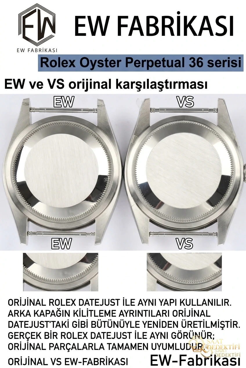 Karşılaştırmalı inceleme: EW Factory [36 mm]Rolex Oyster Perpetual serisi m126000-0006 saati - Mekanizma Zemberek ve Balans Detayı