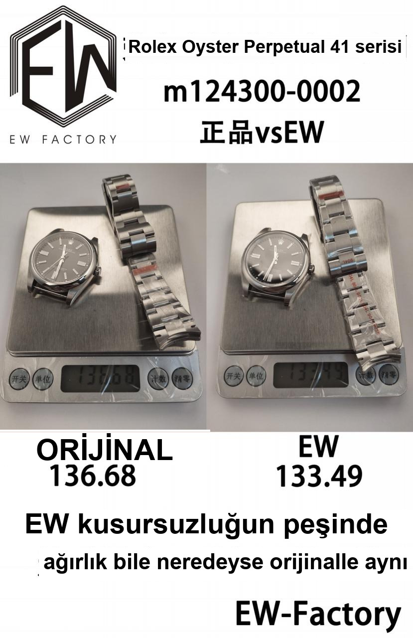 Karşılaştırmalı inceleme: EW Factory Rolex Oyster Perpetual serisi m124300-0002 kol saati (41 mm) — 10. fotoğraf