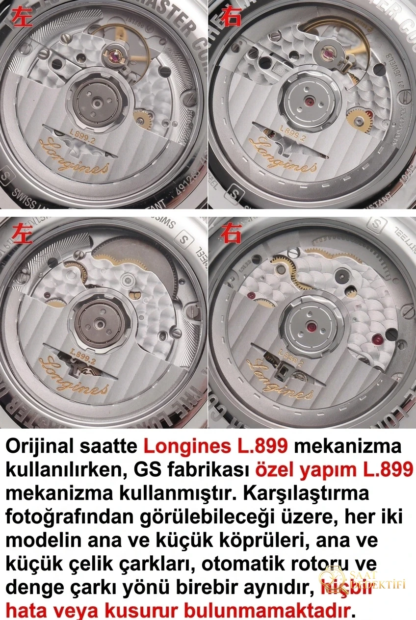 Karşılaştırmalı inceleme: GS Factory Longines Master Collection L2.909.4.78.3 kol saati - Klips Kilidi ve Lazer Damgalar
