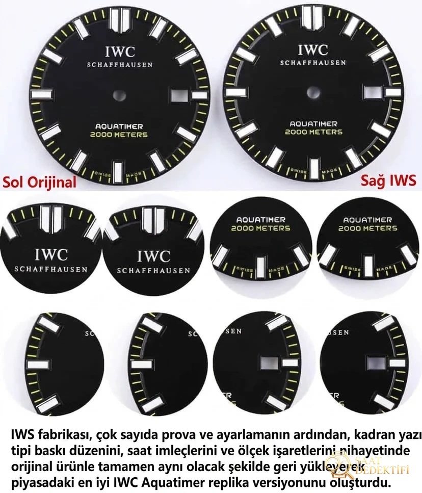 Karşılaştırmalı inceleme: IWS Factory [44 mm] IWC Aquatimer serisi IW356802 kauçuk kayışlı dalış saati - Kadran Detayı ve Bezel İşçiliği
