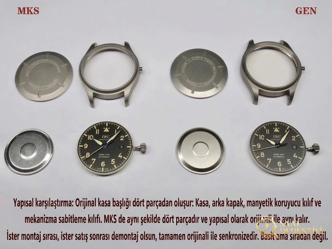 Karşılaştırmalı inceleme: MKS Factory IWC Pilot Mark XVIII IW327006 titanyum kasa kol saati - Kasa Profili ve Kurma Kolu İncelemesi