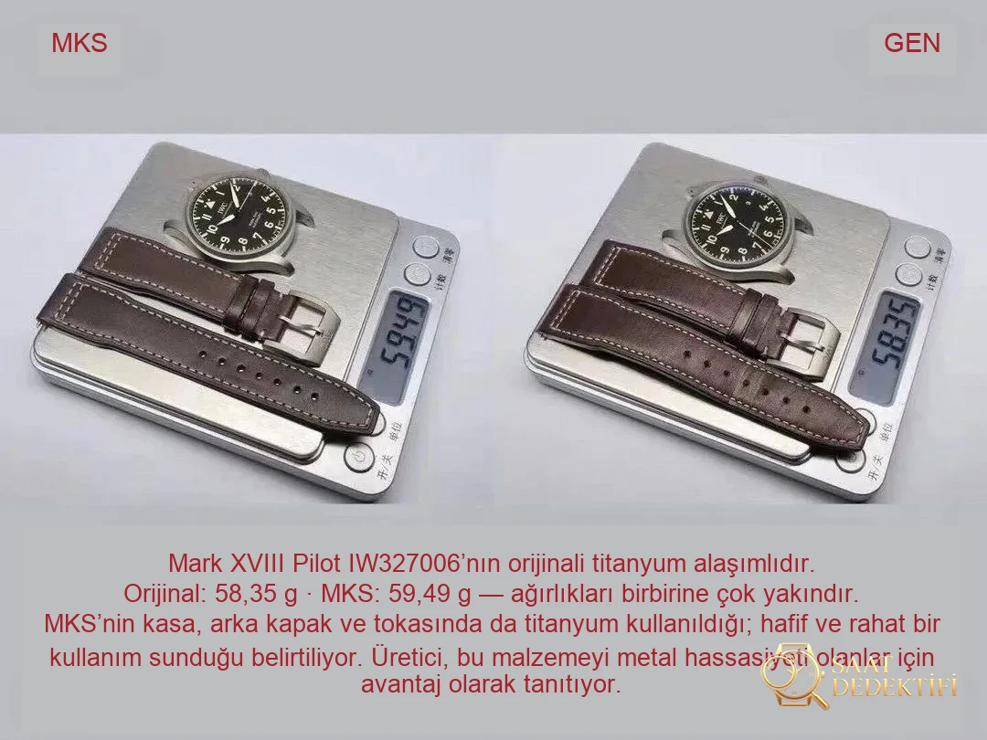 Karşılaştırmalı inceleme: MKS Factory IWC Pilot Mark XVIII IW327006 titanyum kasa kol saati - Bilezik, Toka ve Klips Mekanizması