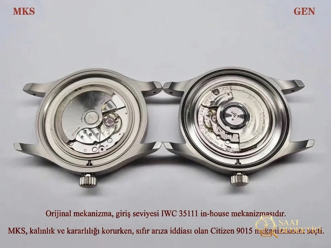 Karşılaştırmalı inceleme: MKS Factory IWC Pilot Mark XVIII IW327006 titanyum kasa kol saati - Fosfor ve Super-LumiNova Gece Görünümü