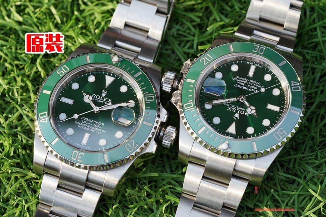 Karşılaştırmalı inceleme: N Factory Genç Sürüm Rolex Submariner serisi 116610LV-97200 yeşil kadran kol saati (Yeşil Su Hayaleti) — 22. fotoğraf