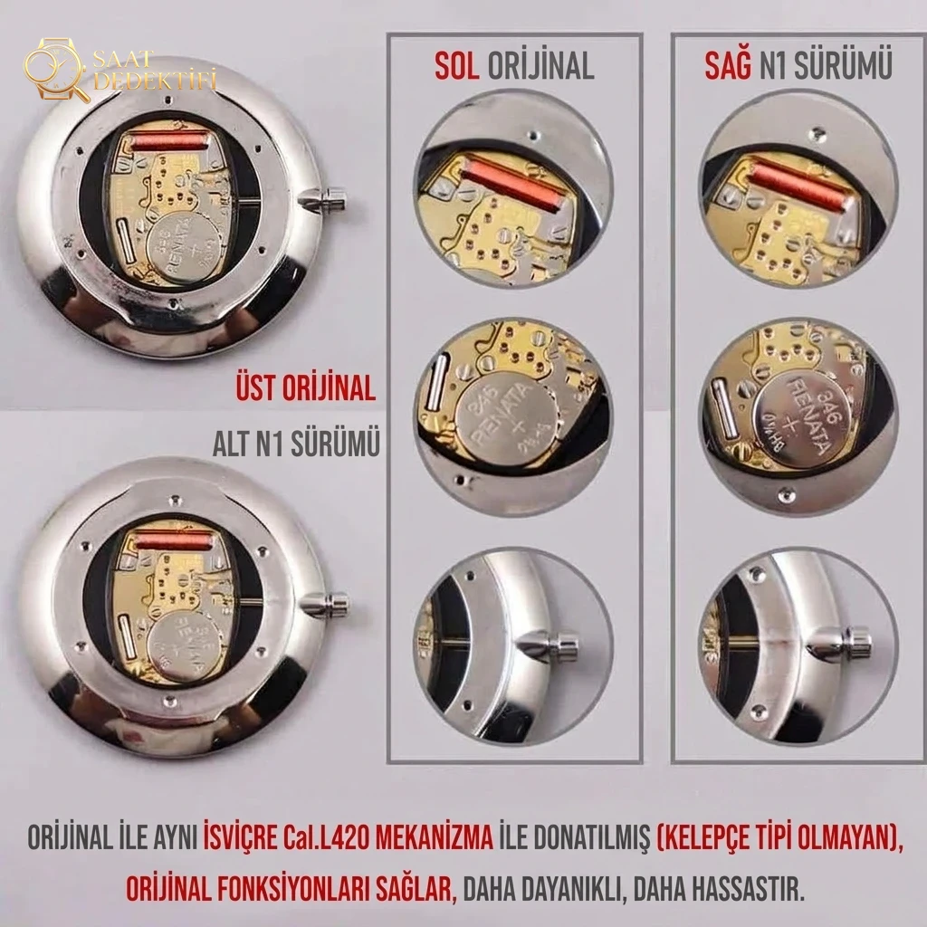 Karşılaştırmalı inceleme: N1 Factory Longines Jiazan zarif seri kol saati - Klips Kilidi ve Lazer Damgalar