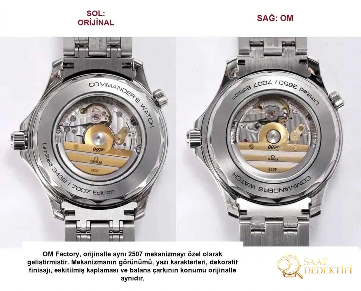 Karşılaştırmalı inceleme: OM Factory Omega Seamaster serisi 007 Commander 212.32.41.20.04.001 saat - Makro Kadran ve İndeks İşçiliği