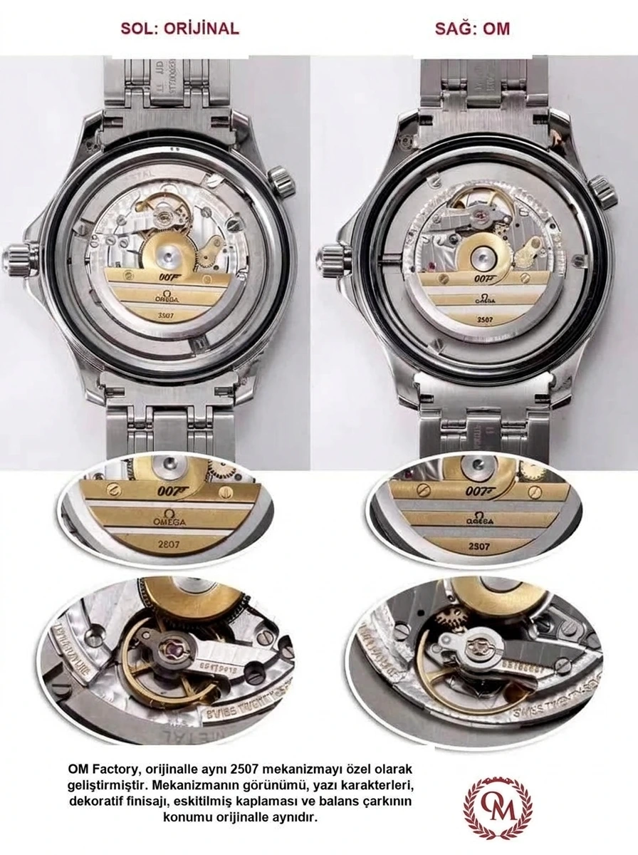 Karşılaştırmalı inceleme: OM Factory Omega Seamaster serisi 007 Commander 212.32.41.20.04.001 saat - Fosfor ve Super-LumiNova Gece Görünümü