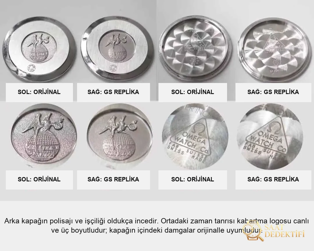 Karşılaştırmalı inceleme: OMEGA De Ville serisi 424.13.27.60.55.001 kadın deri kayışlı saat (Dewdrop) - Klips Kilidi ve Lazer Damgalar