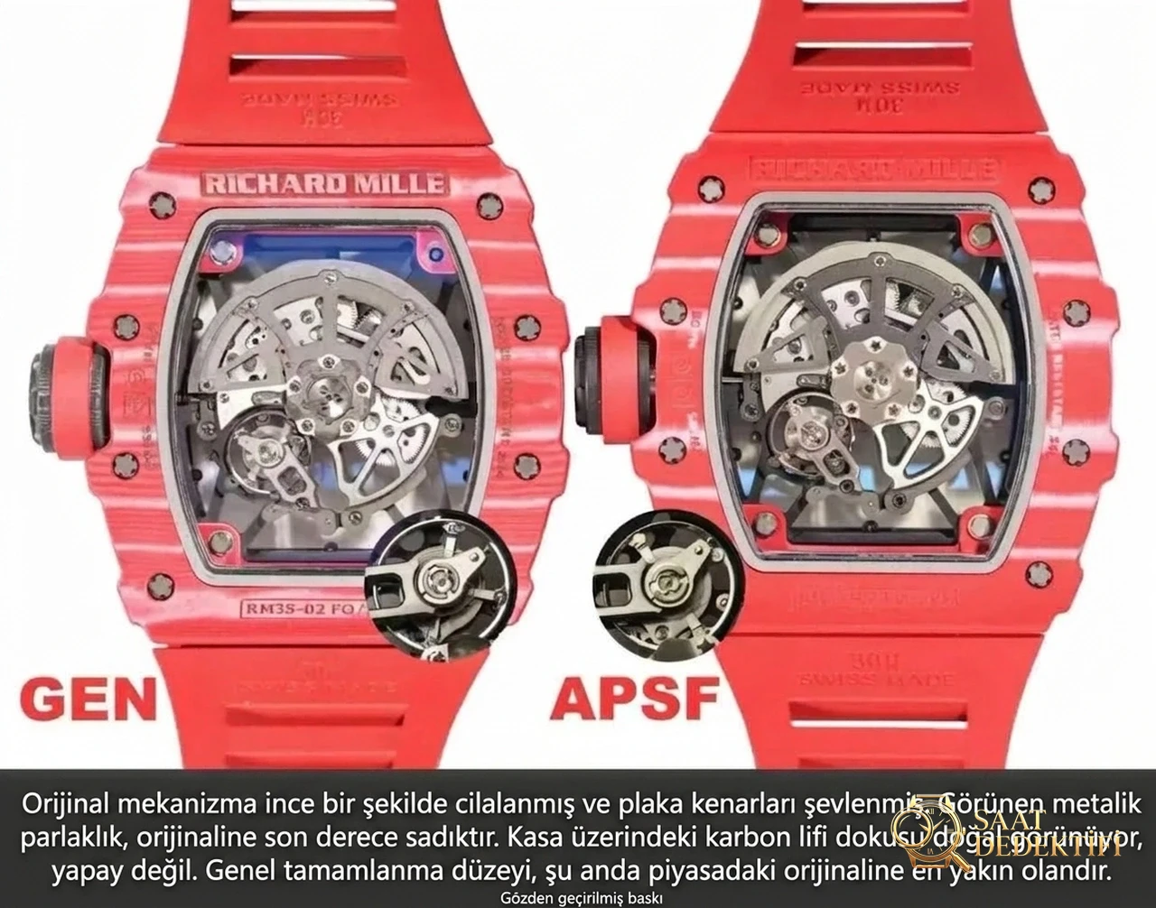 Karşılaştırmalı İnceleme: Richard Mille RM35-02 RM3502 Red NTPT APSF - Kadran Detayı ve Bezel İşçiliği