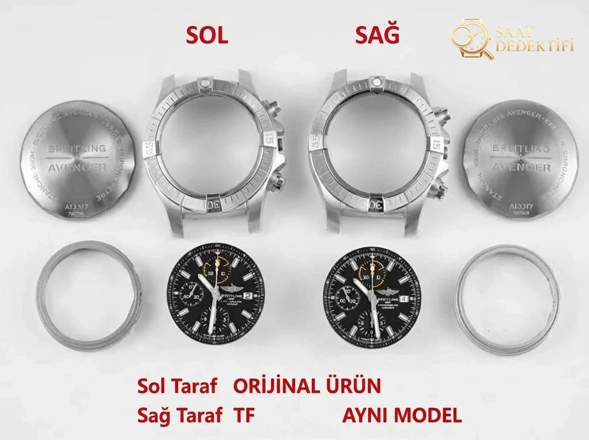 Karşılaştırmalı inceleme: TF Factory Breitling Avenger Serisi A13317101B1X2 Night Mission Serisi Kol Saati - Arka Kapak ve Mekanizma Detayı