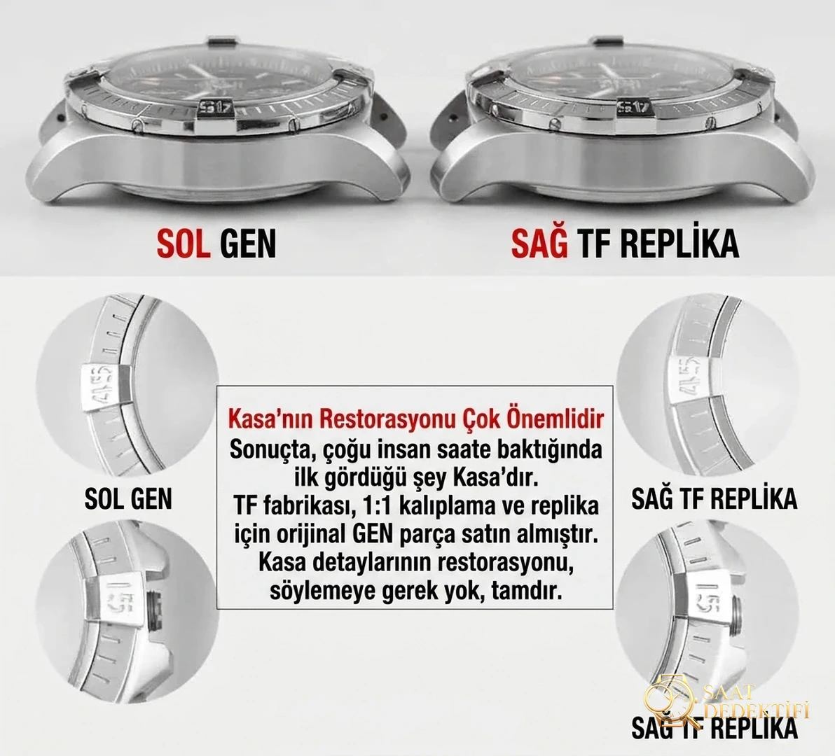 Karşılaştırmalı inceleme: TF Factory Breitling Avenger Serisi A13317101B1X2 Night Mission Serisi Kol Saati - Makro Kadran ve İndeks İşçiliği