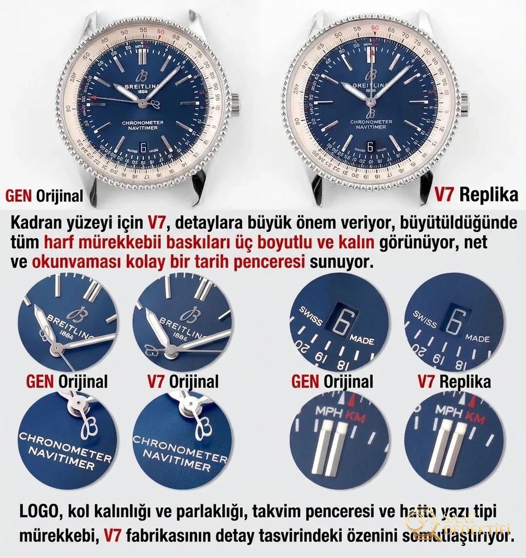 Karşılaştırmalı inceleme: V7 Factory Breitling Aviation Chronograph 1 serisi A17326211C1P3 kol saati - Kasa Profili ve Kurma Kolu İncelemesi