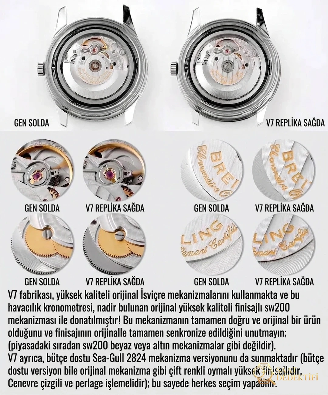 Karşılaştırmalı inceleme: V7 Factory Breitling Aviation Chronograph 1 serisi A17326211C1P3 kol saati - Bilekte Duruş ve Kasa Orantısı