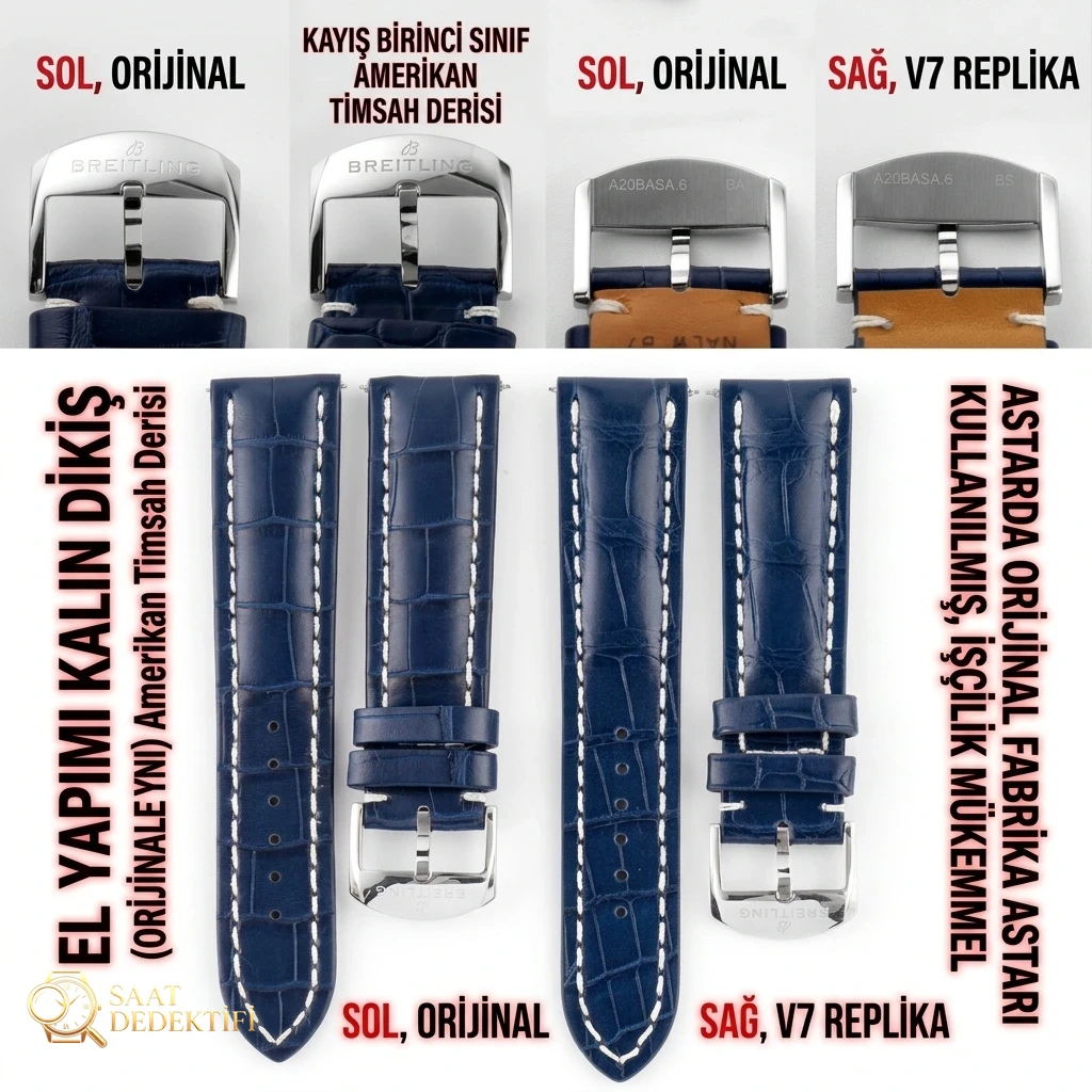 Karşılaştırmalı inceleme: V7 Factory Breitling Aviation Chronograph 1 serisi A17326211C1P3 kol saati - Fosfor ve Super-LumiNova Gece Görünümü