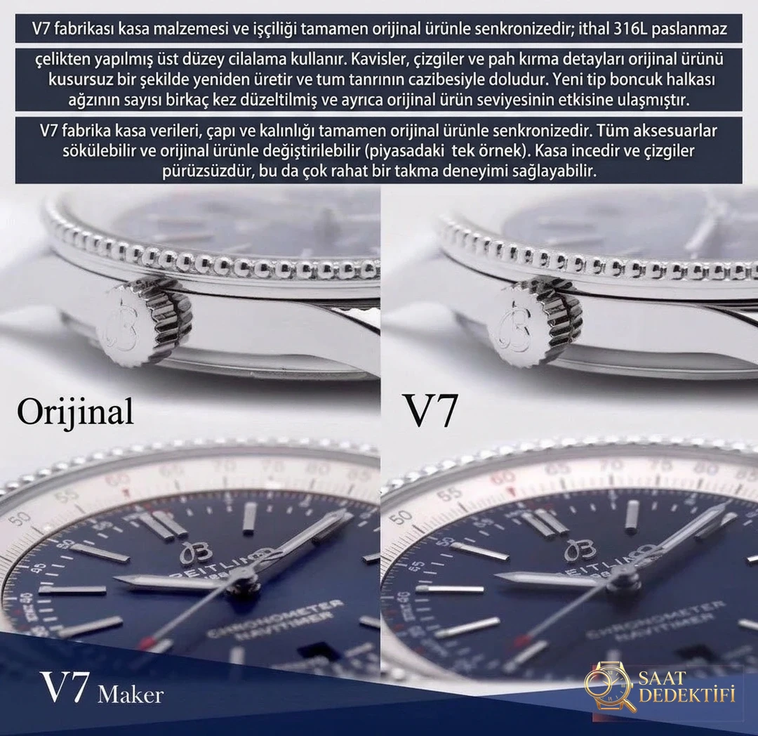 Karşılaştırmalı inceleme: V7 Factory Breitling Aviation Chronograph 1 serisi A17326211C1P3 kol saati - Genel Açı ve Estetik Duruş