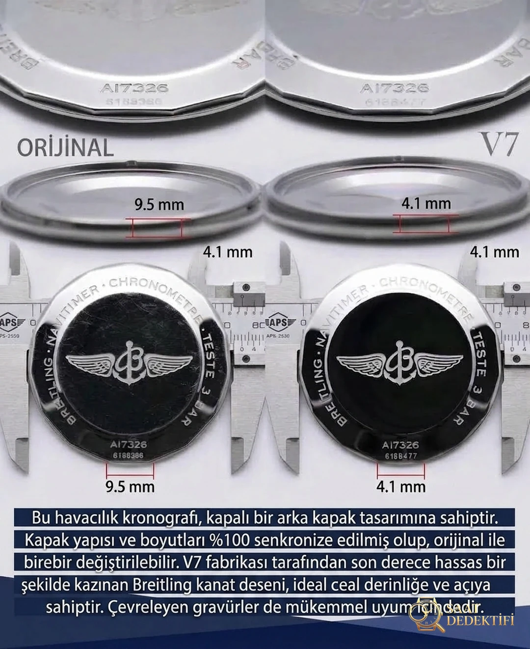 Karşılaştırmalı inceleme: V7 Factory Breitling Aviation Chronograph 1 serisi A17326211C1P3 kol saati - Toka İçi Mikro Ayar Mekanizması