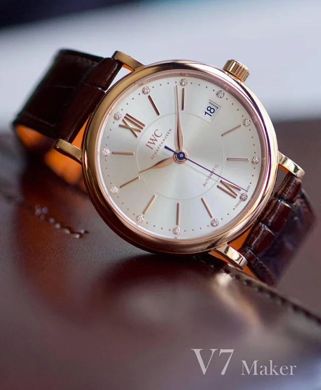 Karşılaştırmalı inceleme: V7 Factory [Kadın Modeli 37 MM] IWC Portofino serisi IW458101 kol saati — 8. fotoğraf