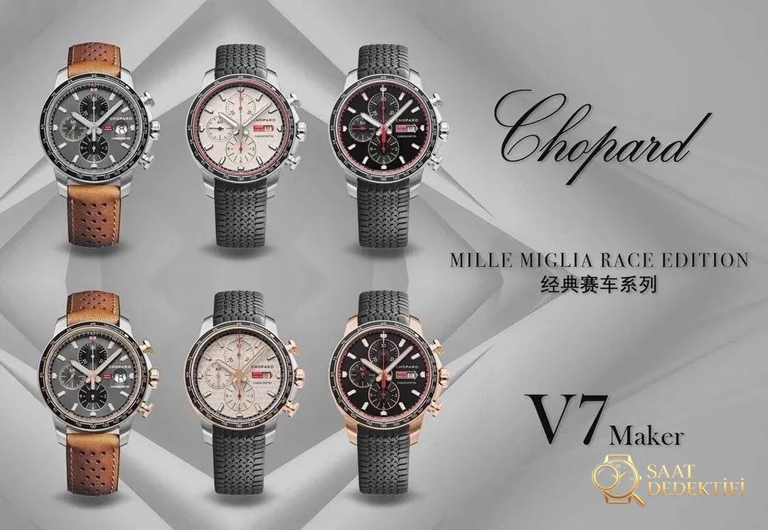 V7 Factory Chopard Classic Racing 168571-3004 ile orijinal, deri kayışlarla