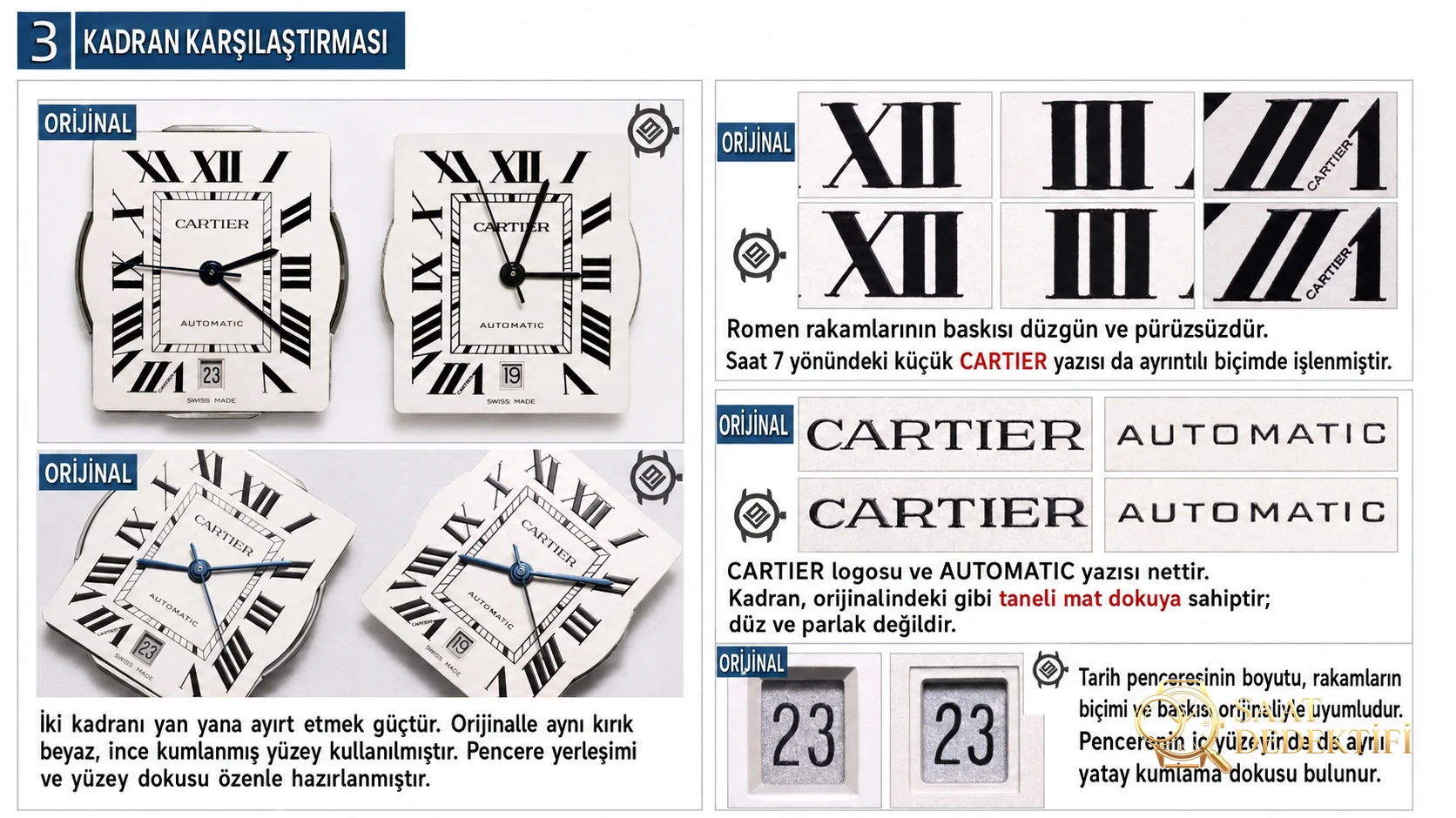 Karşılaştırmalı İnceleme: V9 Factory CARTIER Tank Serisi WSTA0029 (Ekstra Büyük Boy) Kol Saati - Arka Kapak ve Mekanizma Detayı