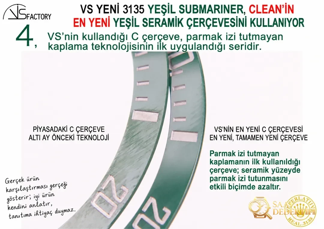 Karşılaştırmalı inceleme: VS Factory [40 mm]Rolex Submariner 116610LV-97200 yeşil kadran kol saati (Green Sub) - Kasa Çeliği ve Polisaj Kalitesi