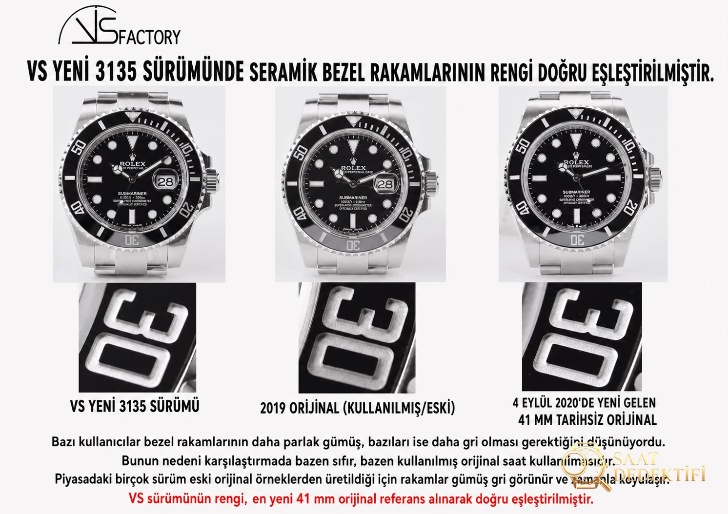 Vergleichsbewertung: VS Factory [40 mm] Rolex Submariner Serie 116610LN-97200 Uhr mit schwarzem Zifferblatt (Black Water Ghost) – Zifferblattdetails und Lünettenverarbeitung