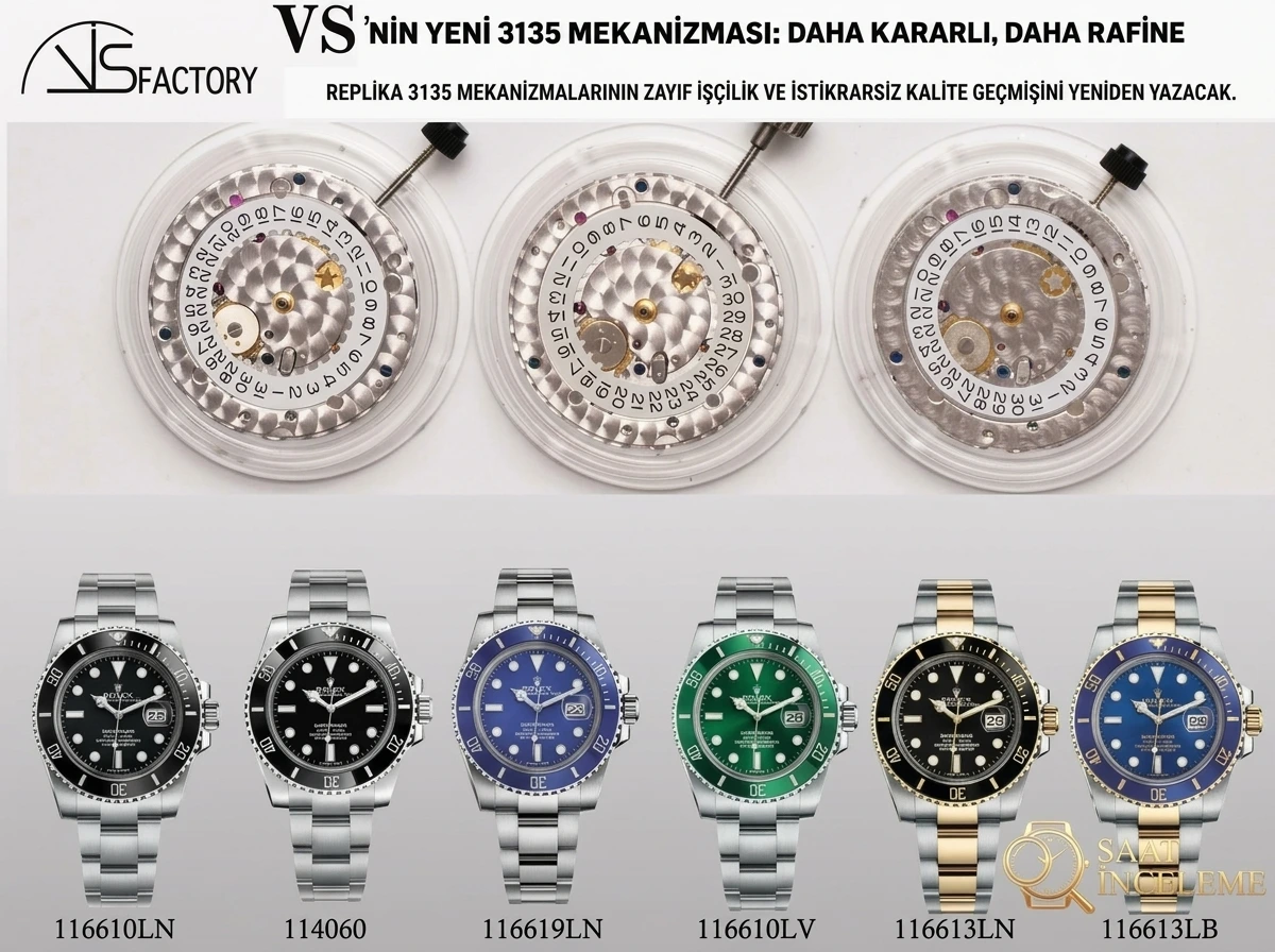 Vergleichsbewertung: VS Factory [40 mm] Rolex Submariner-Serie 116610LN-97200 mit schwarzem Zifferblatt (Black Water Ghost) – Makromechanismus-Brücken und Genfer Linien