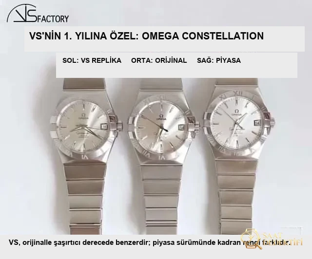Karşılaştırmalı inceleme: VS Factory Omega Constellation Serisi 123.10.38.21.02.001 çelik bilezikli klasik kol saati - Yan Profil ve Kordon Bağlantısı