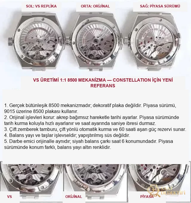 Karşılaştırmalı inceleme: VS Factory Omega Constellation Serisi 123.10.38.21.02.001 çelik bilezikli klasik kol saati - Kadran İbreleri ve Saniye Akışı