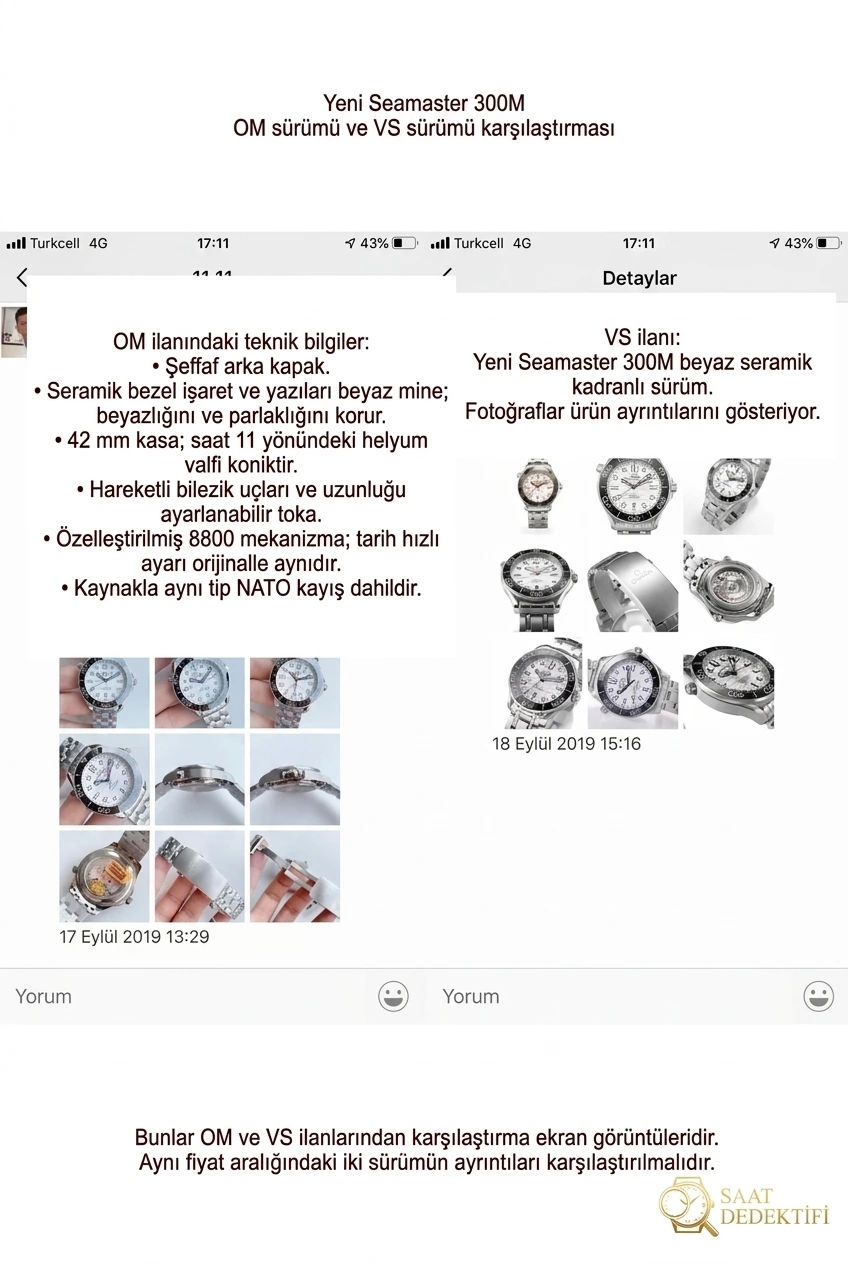 Karşılaştırmalı inceleme: VS Factory OMEGA Seamaster 300m serisi 210.30.42.20.04.001 çelik bilezik beyaz kadran erkek dalış saati - Kadran Detayı ve Bezel İşçiliği