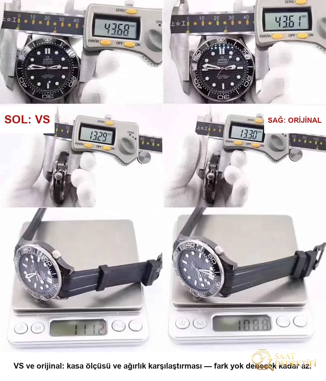 Karşılaştırmalı inceleme: VS Factory [Seramik] OMEGA Seamaster 300M Serisi 210.92.44.20.01.001 kauçuk kayışlı dalış erkek kol saati - Kadran Detayı ve Bezel İşçiliği
