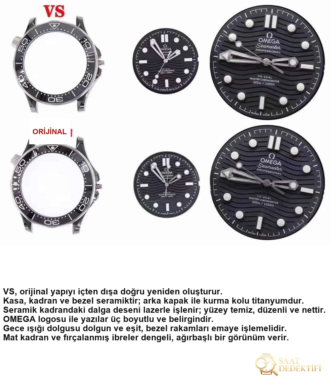 Karşılaştırmalı inceleme: VS Factory [Seramik] OMEGA Seamaster 300M Serisi 210.92.44.20.01.001 kauçuk kayışlı dalış erkek kol saati - Arka Kapak ve Mekanizma Detayı